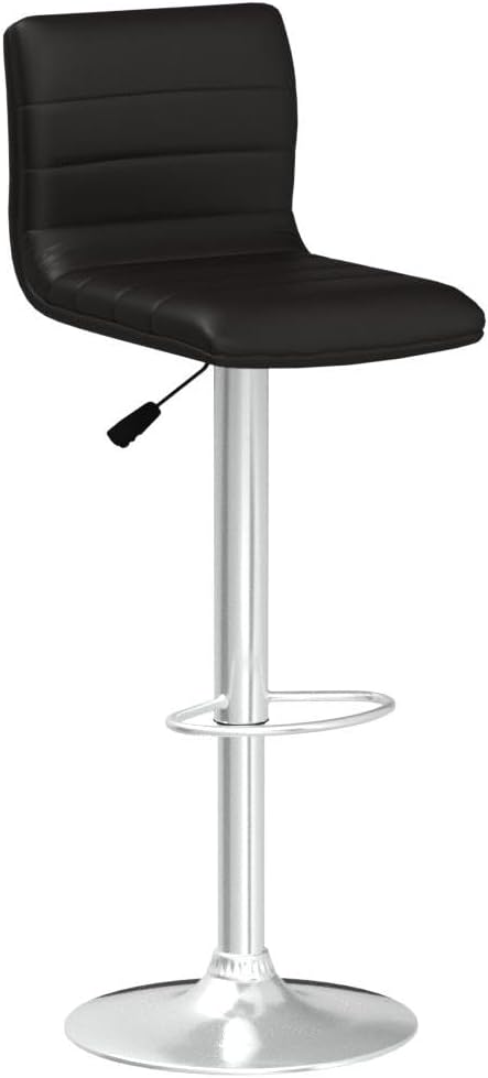 Vogue Furniture Direct PU Leather Bar Stools, Modern Square Adjustable Swivel Barstools with Back, Armless Airlift Counter Height Bar Chairs for Kitchen Dining Set of 2 (Black)