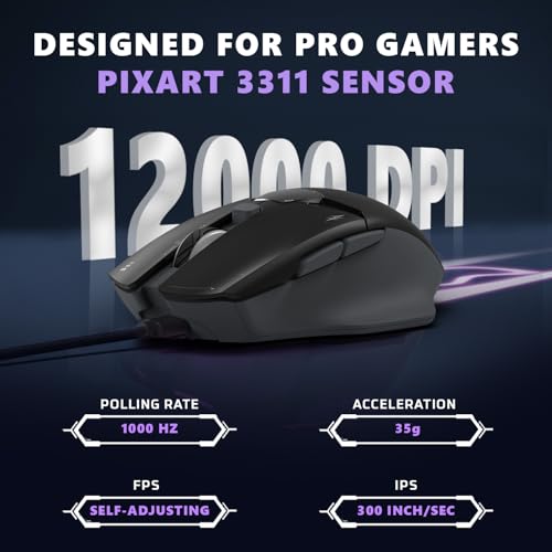 Image of EvoFox Banshee 2 Tri-Mode Wireless Gaming Mouse (2X BT, 2.4G & Wired), PixArt 3311 Sensor, 1000Hz Polling Rate, 12,000 DPI, LCD Display, 6 Programmable Buttons, Software Support, Onboard Memory-Black