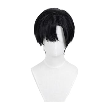 Short Black Cosplay Wigs for Men Short Straight Side Bangs Wig Male Role Anime Costume Wigs Natural Looking Fashion Synthetic Hairpieces Full Wig