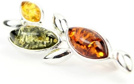 SilverAmber Jewellery UK - Genuine Mix Baltic Amber & 925 Sterling Silver Multistone Classic Brooch/Pin - GL812M - Image 4