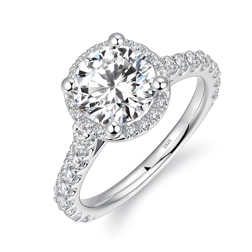 2 Carat Moissanite Engagement Ring 2ct Round Cut Moissanite Rings Round Cut Halo Engagement Ring for Women3