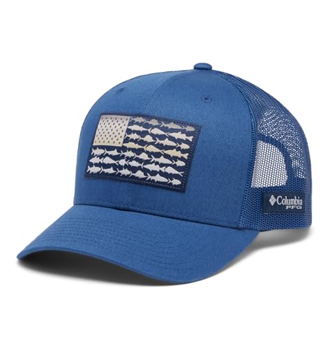 Columbia unisex-adult Pfg Fish Flag Mesh Snap Back Cap (pack of 1)