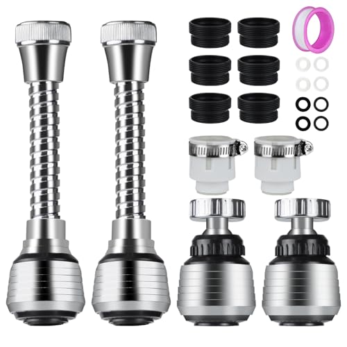 HHXUUAN Prolunga Rubinetto Cucina, 4 Pezzi 360 Gradi Flessibile Estensione Doccetta per Lavandino, 2 Modalità Rompigetto rubinetto cucina per Cucina Domestica Bagno