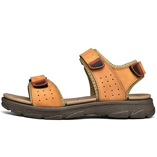 Lightweight Men's Sandals Leisure Shoes Leather Men Casual Beach Sandals Retro Flats(38)