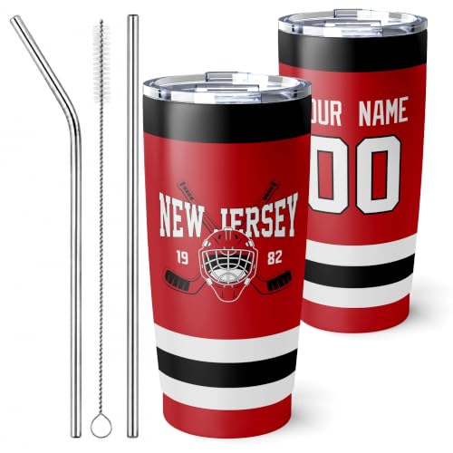 Image of ANTKING New Jersey Tumbler 20oz Custom Name Number Travel Mug Gifts | Stainless Steel Insulated Coffee Cup for Men Women