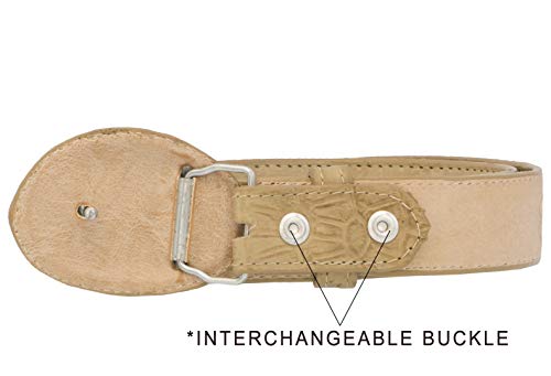 El Presidente Kids Sand Western Cowboy Belt Crocodile Print Leather Rodeo Buckle3