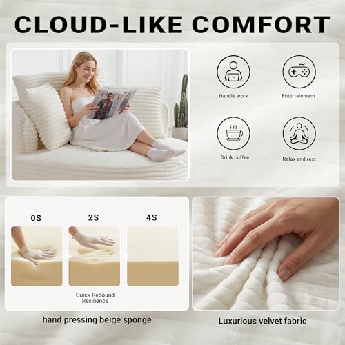 Sillón redondo mullido beige cómodo miniatura 3
