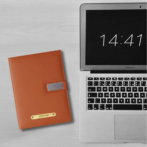 Image of 2 in 1 Personalized Diary & Pen Gift Set | Custom Name Engraved Leather Notebook & Metal Pen | Perfect for Office, & Corporate, Personal Use & Gifting (Tan)