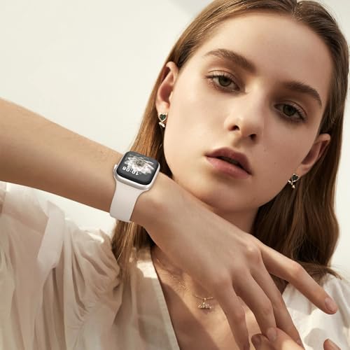 Image of Bands Compatible with Apple Watch Band 40mm 38mm 41mm 42mm 44mm 45mm Women Men, Soft Silicone Sport Wristbands Replacement for iWatch Series 8 7 6 5 4 3 2 1 SE (6 Pack)