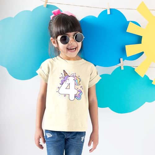 Image of Unicorn 4th Birthday Shirts for Toddler Girls Outfit 4 Year Old Fourth Four Shirt