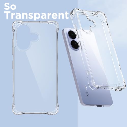 Image of Amazon Basics Back Cover for Vivo V60 Lite 5G PC + TPU Clear Transparent Raised Edges Shockproof Protective Phone Bumper Case (Transparent)