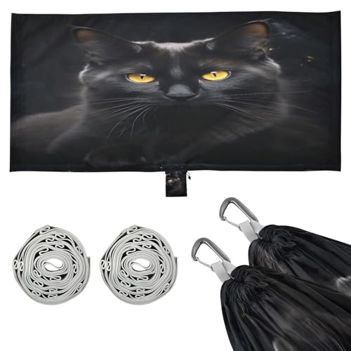 SDMKA Black Cat Pattern Camping Hammock, 330 lbs with 2 Tree Straps, Carry Bag, Single Portable Hammock for Outdoor/Indoor, Hiking, Beach, Backpacking, Travel