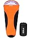 Enkeeo Mummy Camping Sleeping Bag 91x34 Inch 20-30 Degree Ultralight Sleeping Bag with Waterproof Taffeta Shell/ Breathable Hollow Cotton, Compression Sack for 4 Season Hiking (Black & Orange)