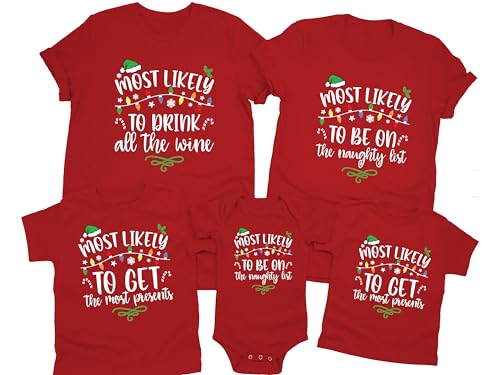 Most Likely to Christmas Shirts - Family Matching Christmas Shirts - Funny Holiday Graphic T-Shirt for Men & Women Black4
