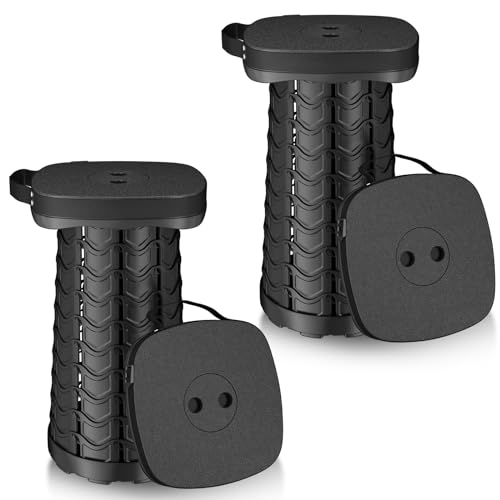 Image of aboutool 2 Pack Collapsible Stool - Portable Folding Stool for Adults, Lightweight Yet Sturdy 400lbs Capacity for Camping Fishing Hiking Outdoor