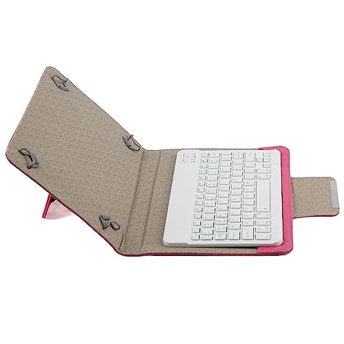 CHICIRIS Accesorios de la Tableta del Soporte de la Caja del Cuero de la PU del Teclado de 10 Pulgadas para iOS (Teclado 10 Pulgadas + Funda de Piel Rosa roja)