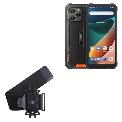 BoxWave Holster Compatible with Blackview BV5300 Pro - ActiveStretch Sport Armband, Adjustable Armband for Workout and Running - Jet Black