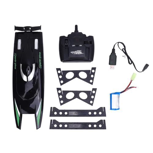 Naroote Barco de Control Remoto para Niños, Barco RC de Carreras Eléctrico de Alta Velocidad, Juguete Recargable de 2,4 G para Piscinas, Lagos, Diseño de Casco Reconocible, Experiencia (Black)