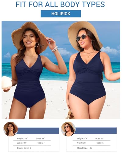 Image of Holipick Women Tummy Control One Piece Swimsuit - Push Up Bathing Suit Full Coverage Slimming Swimwear