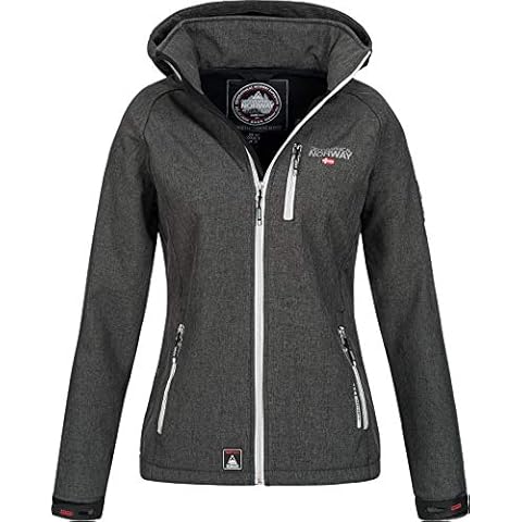 Geographical Norway Damen Funktions Softshelljacke Tassima abnehmbare Kapuze Dark Grey L Cover