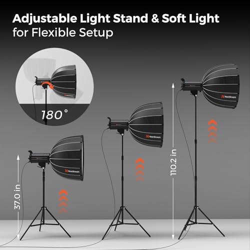 Image of NearStream SL40 100W Softbox Lighting Kit with Tripod, 110'' Adjustable Stand, 27.6'' Softbox, 2700K-6500K Dimmable LED Studio Light, CRI 97+, Remote & App Control for Live Streaming and Video Record