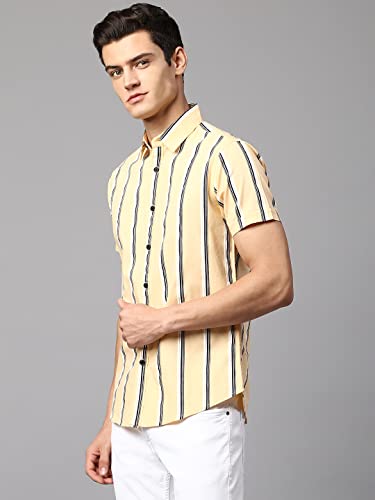 Image of Dennis Lingo Men's Pink Slim Fit Cotton Casual Shirt