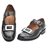 Buckle Brogue – Chaussures Ghillie militaires classiques pour homme et femme, cuir poli, tailles 39-48, cadeau patrimoine écossais pour tous les événements, Noir , 40/41,5 EU