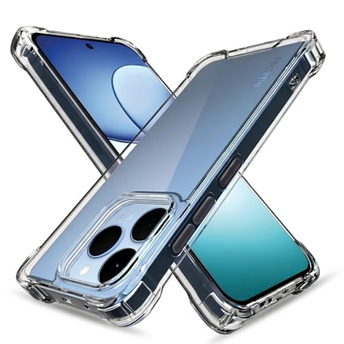 Image of Fashionury 3D Raised Transparent Crystal Clear Back Cover for Realme 15T 5G | Shockproof Design | Anti-Slip Grip | Camera Protection | 360 Degree Protection Mobile Case
