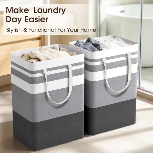HomeHacks 2 Pack Large Laundry Baskets Hampers Bags Grey 75Lx2 - image 7