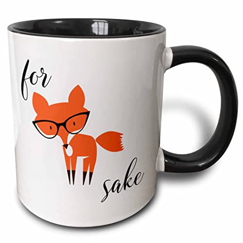 3dRose mug_235574_4 For Fox Sake - Two Tone Black Mug, 11oz