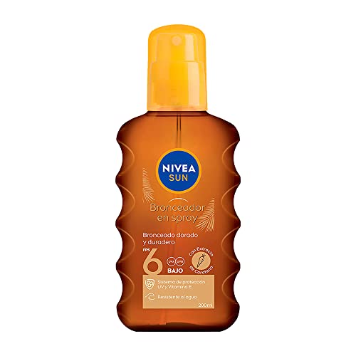 Bloqueadores Y Bronceadores, Drugstore NIVEA SUN Aceite Bronceador Corporal (200 ml), Bronceador en Spray para bronceado dorado y duradero con FPS6+ Resistente al agua