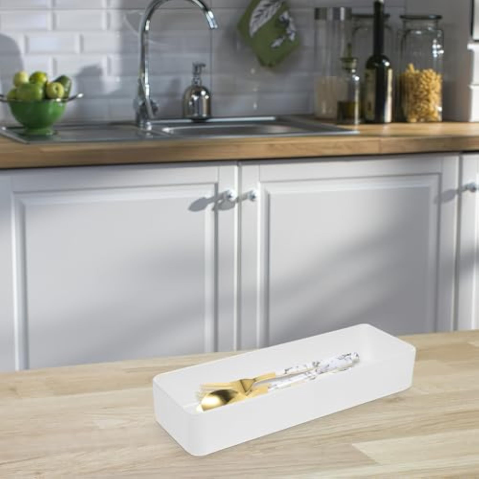 2pcs Plastic Drawer Organizer Box for Spoons and Cosmetic Tools