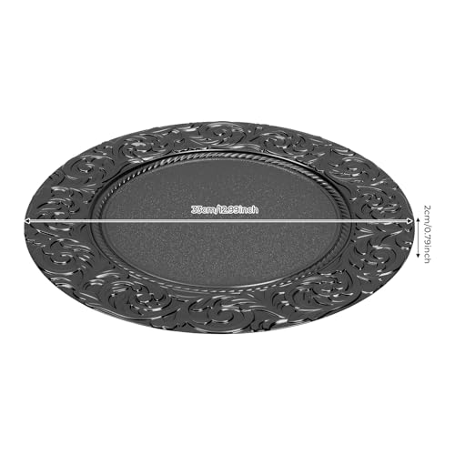 100 platos recargables redondos de plástico negro de 13 in miniatura 4