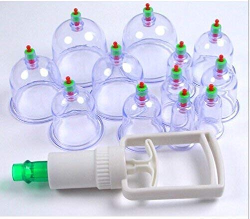 KBZONE12Pcs Massage Cans Cups Chinese Vacuum Cupping Kit Pull Out Apparatus Relax Massagers Traditional Healthy Body Acupuncture Suction Therapy Body Massager Deep Tissue Muscle Relaxer Sets