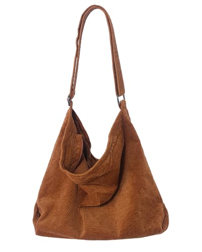 Image of 2026 Corduroy Tote Bag with Zipper Large Casual Handbags Shoulder Purse for Women