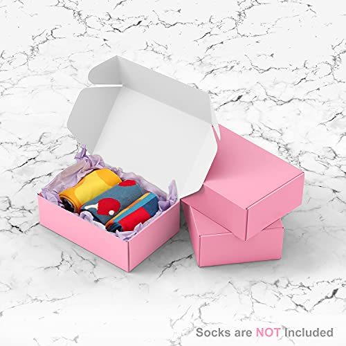 Image of 50 Pack 4 inchx6 inchx2 inch Shipping Boxes, Corrugated Cardboard Small Box Mailer, Shipping Boxes for Small Business for Gift Packing- TONESPAC (4 inchx6 inchx2 inch, Light Pink)