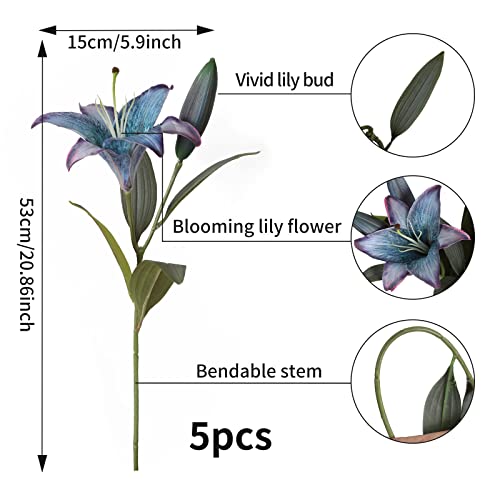 Fleurs artificielles bleues durables sans entretien pour composition - 3