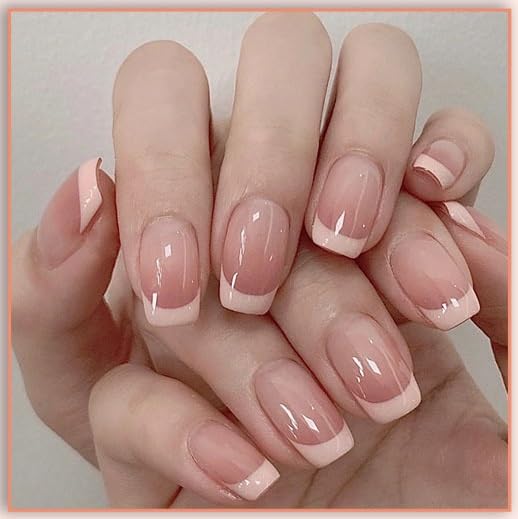 Styfy Press On | Stick On Fake Nails | Artificial Designer With 24 Pcs Jelly Glue on False Nail Including Manicure Kit - French Toast