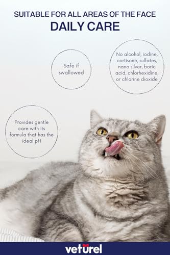 Image of Veturel Natural Feline Facial Care - Cat Tear Stains Remover - Cat Acne - May Help with Cat Chin Acne - Cat Chin Blackheads - Gentle Ear and Eye Care - May Soothe Skin - 3.4 oz.