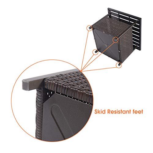 Giantex Outdoor Side Table With Umbrella Hole, Rattan/Wicker Umbrella Stand Table, Steel Metal Patio Bistro Table For Outdoor Deck Garden Pool, Brown #TOP7
