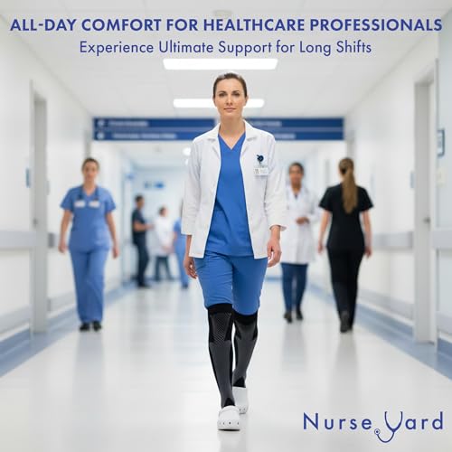 Image of Nurse Yard Compression Socks for Women and Men | 20-30mmHg Graduated Medical Compression Socks for Nurses | Travel and Flying | Athletic Support for Running, Best Compression Socks | 1 Pair Black