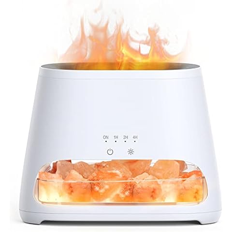 SALKING 2-in-1 Himalayan Salt Lamp & Ultrasonic Essential Oil Diffuser, Aromatherapy Diffuser Cool Mist Humidifier, Original Salt Therapy Lamp, 100% Pure Himalayan Salt, Ambient Glow, 150ml (White) Cover