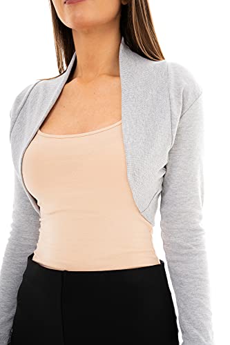 Image of Loxdonz Women Long Sleeve Bolero Shrug Cropped Cardigan Crop Top
