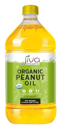 Jiva Organics Organic Peanut Oil 3 Ltr (101 Fl Oz), Non-GMO, Rich & Pure, Healthy Cooking Oil for Baking, Frying & Dressing