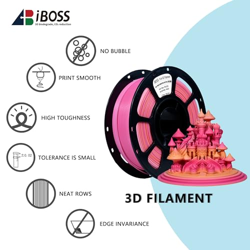 Image of iBOSS Matte Gradient 3D Printer PLA+ Filament 1.75 + /- 0.02mm, Matte Multicolor Filament PLA Plus 1KG(2.2LBS) Spool, Fit Most FDM 3D Printers (Matte Gradient Rose Red-Pink)