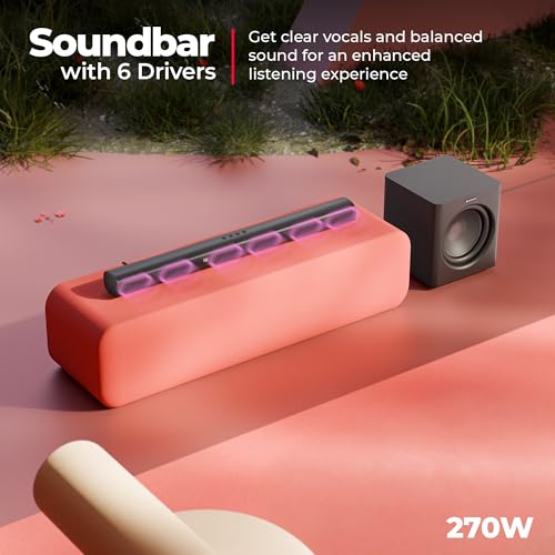 Image of Zebronics Juke Bar 9560 950W Soundbar 2026 Launch, 5.1 CH Surround Sound, Dolby Audio, 30.48cm Wireless Subwoofer, Dual Rear Satellites, BTv5.3, HDMI ARC, USB, LED Display, Wall Mountable