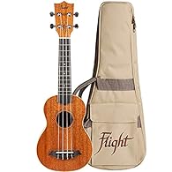 FLIGHT DUS321 is a soprano-sized ukulele. It has a mahogany top, paired with mahogany back and sides, giving it a very warm and resonating sound. Do not let the “sober” look of mahogany fool you, though – mahogany ukuleles, especially those fitted wi...