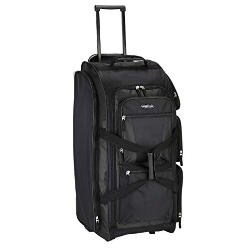 Travelers Club Xpedition 30 Inch Multi-Pocket Upright Rolling Duffel Bag, Black, 30-Inch