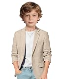 Baby Boy Linen Suits Jacket Beige Sport Coat for 2T Kids Casual Blazer