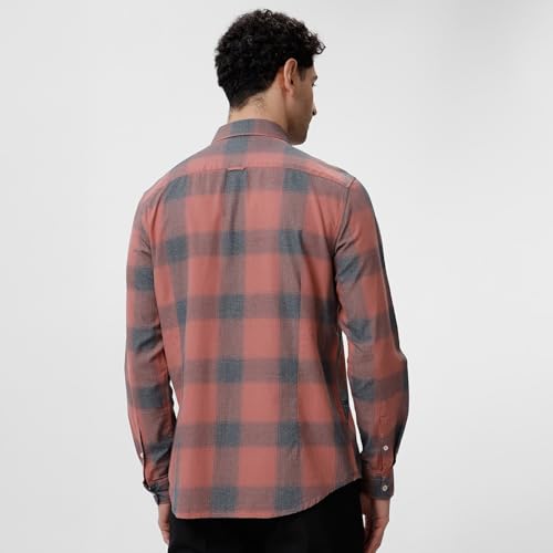 Image of BASICS 100% Cotton Checked Shirt for Men | Slim Fit | Everyday Smart Casual Wear | Full Sleeve